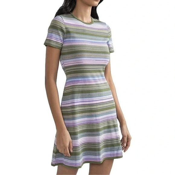 SHOSHANNA Adena Multi-Colored Stripe Knit Dress Retro Preppy Career, Size Large - Picture 2 of 16